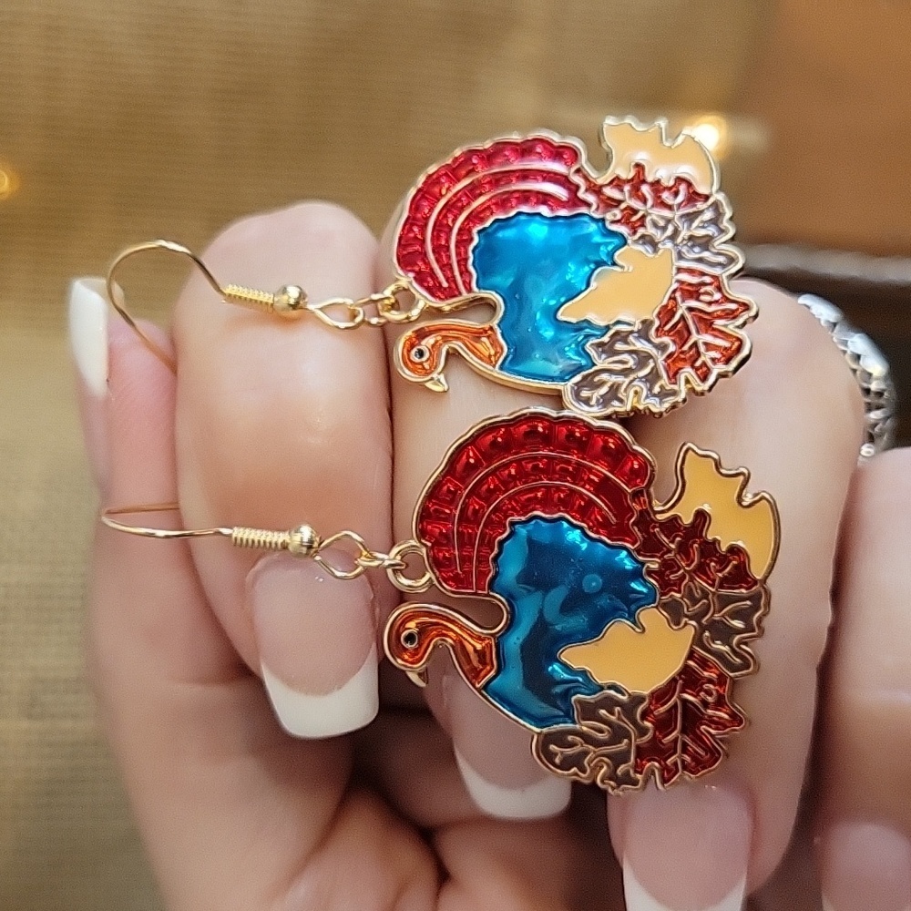 Autumn Turkey Drop Earrings